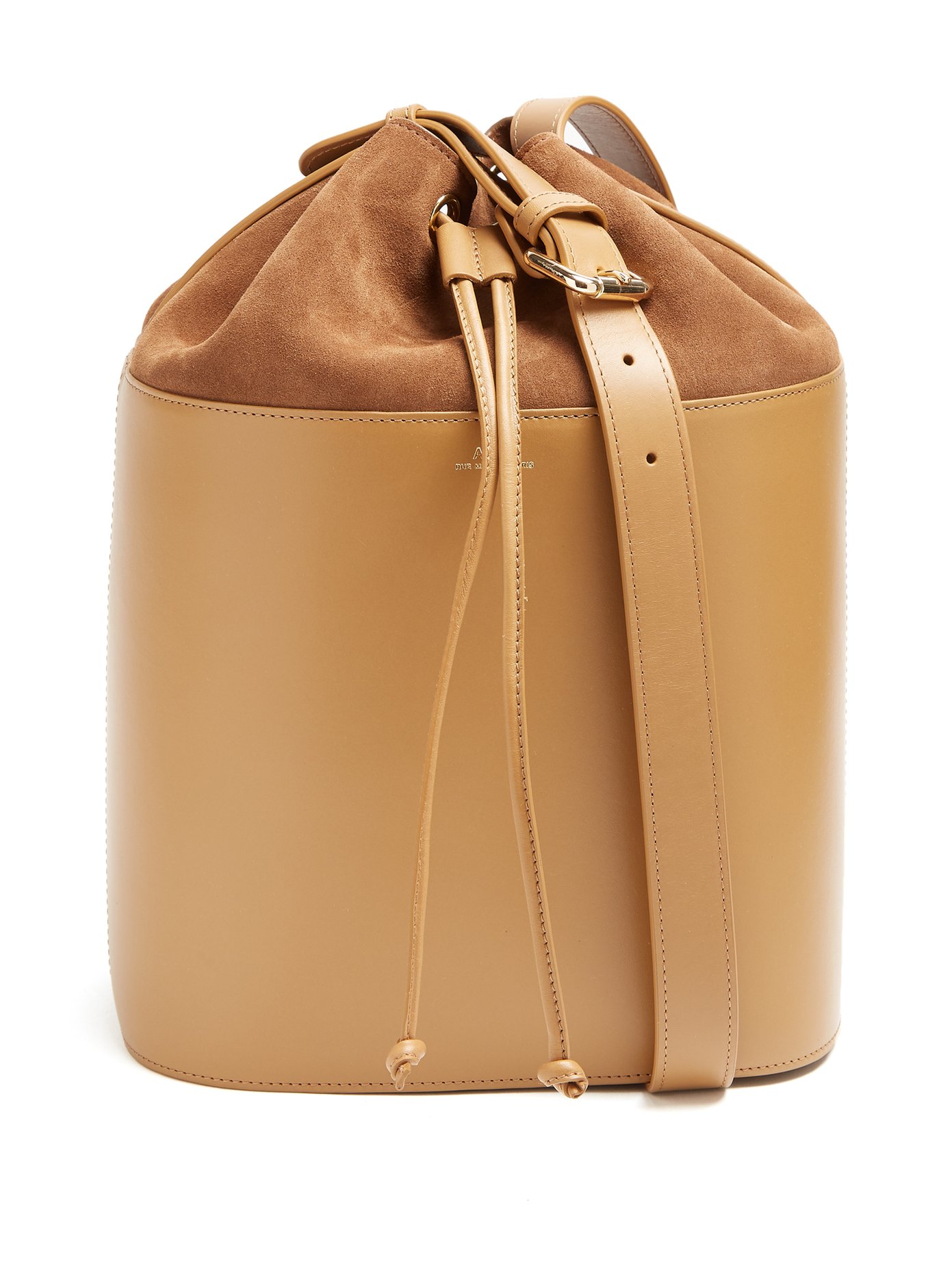 tan suede bucket bag