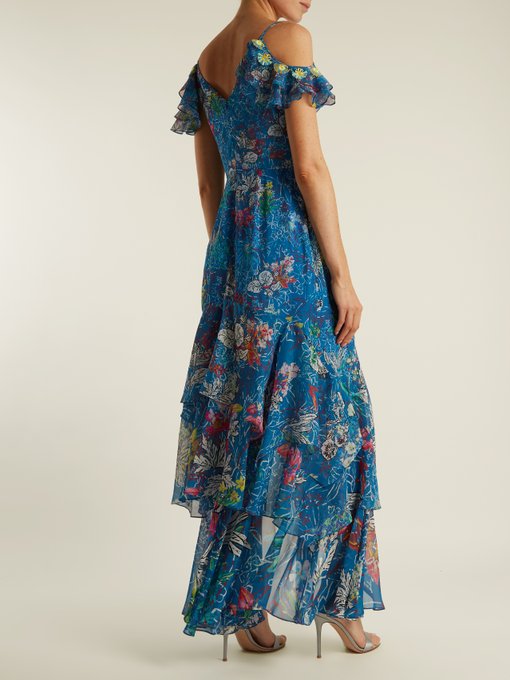 PETER PILOTTO Asymmetric Floral-Print Silk-Georgette Gown, Colour ...