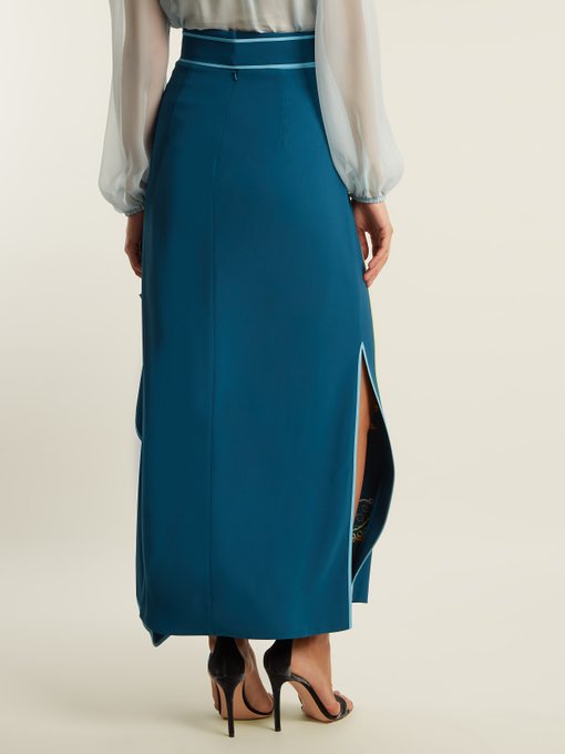PETER PILOTTO Embroidered Asymmetric Crepe-Cady Skirt, Colour: Teal ...