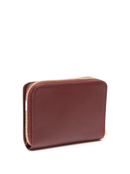 Zip-Around Leather Wallet in Burgundy | ModeSens