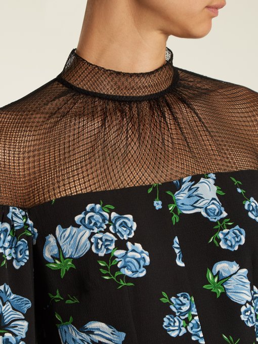 Femie floral-print textured-georgette dress展示图