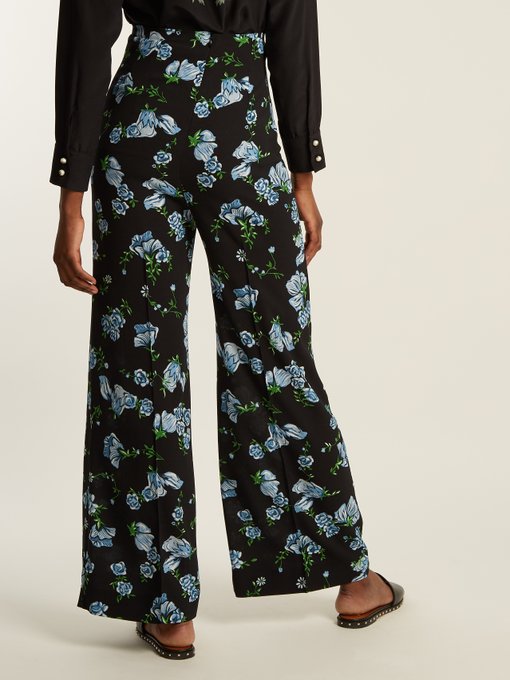 Hullinie floral-print georgette trousers | Emilia Wickstead ...