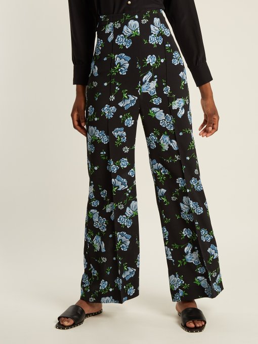 Hullinie floral-print georgette trousers | Emilia Wickstead ...