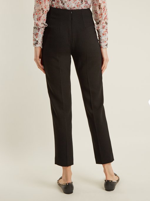 EMILIA WICKSTEAD Arabella Wool-Crepe Slim-Fit Trousers in Black | ModeSens