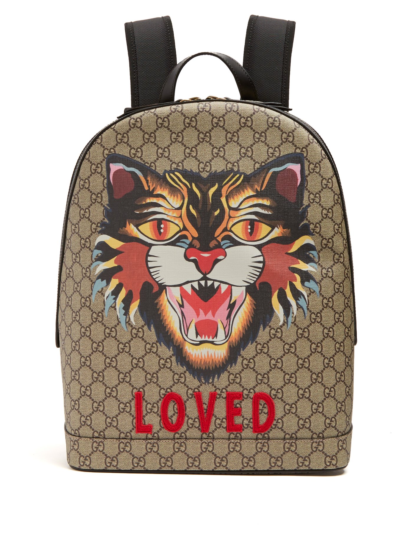 Angry Cat-print GG Supreme backpack 