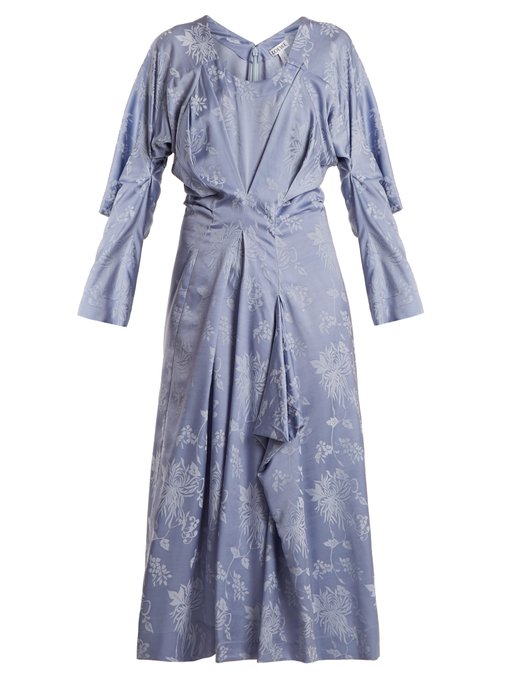 Floral-jacquard draped satin dress | Loewe | MATCHESFASHION US