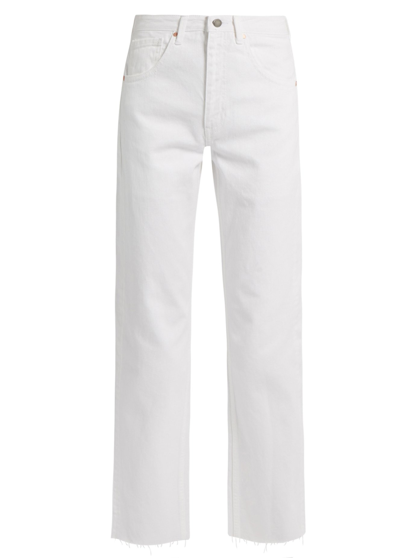 white denim straight leg jeans