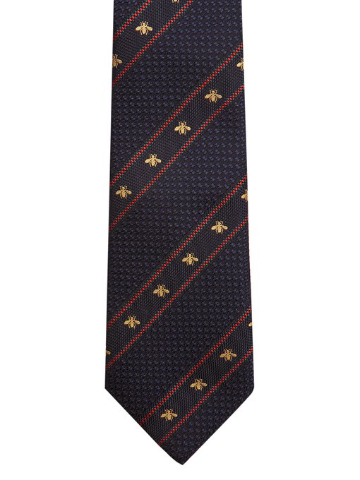 GUCCI Bee-Jacquard Silk Tie in Colour: Navy | ModeSens