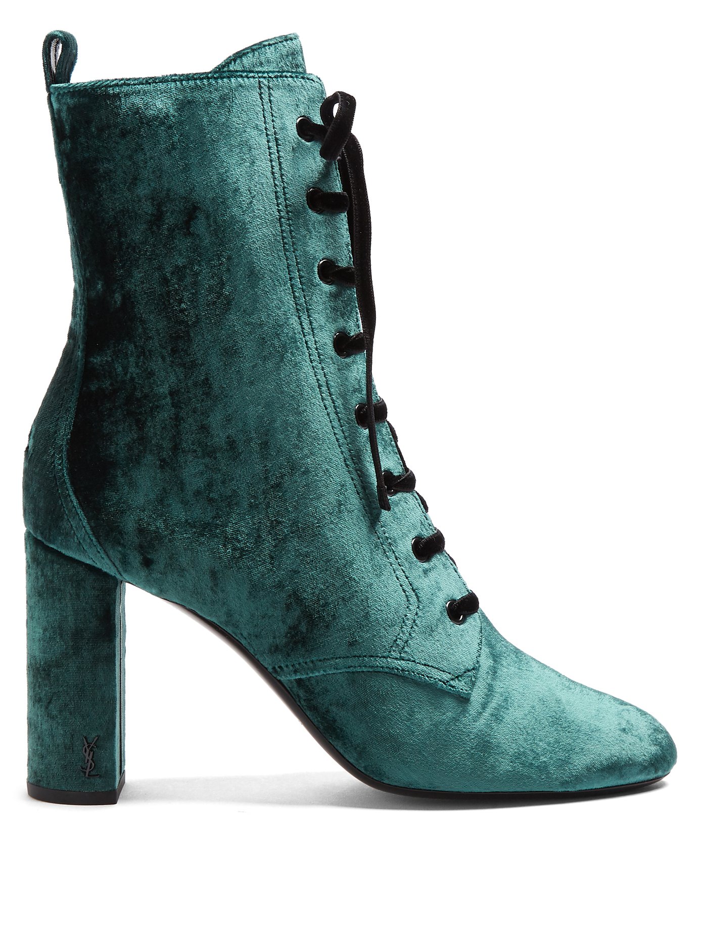 Loulou lace-up crushed-velvet ankle 