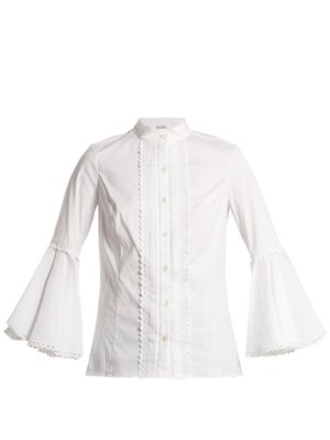 Rickrack-trimmed cotton-blend blouse | Oscar De La Renta ...