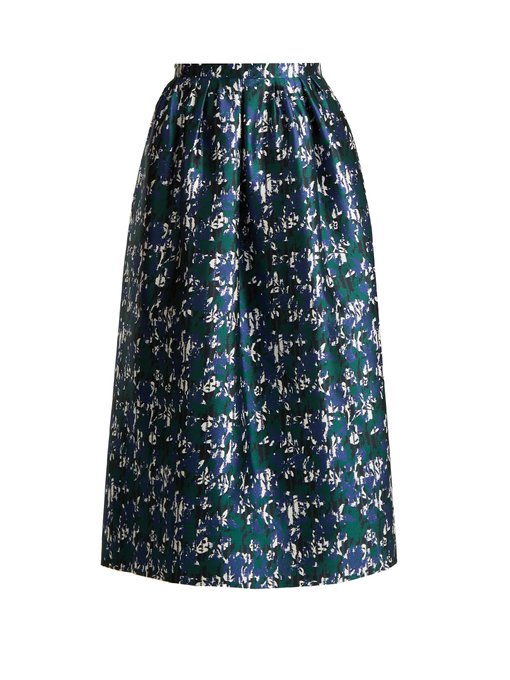 Abstract floral-print silk-mikado skirt | Oscar De La Renta ...