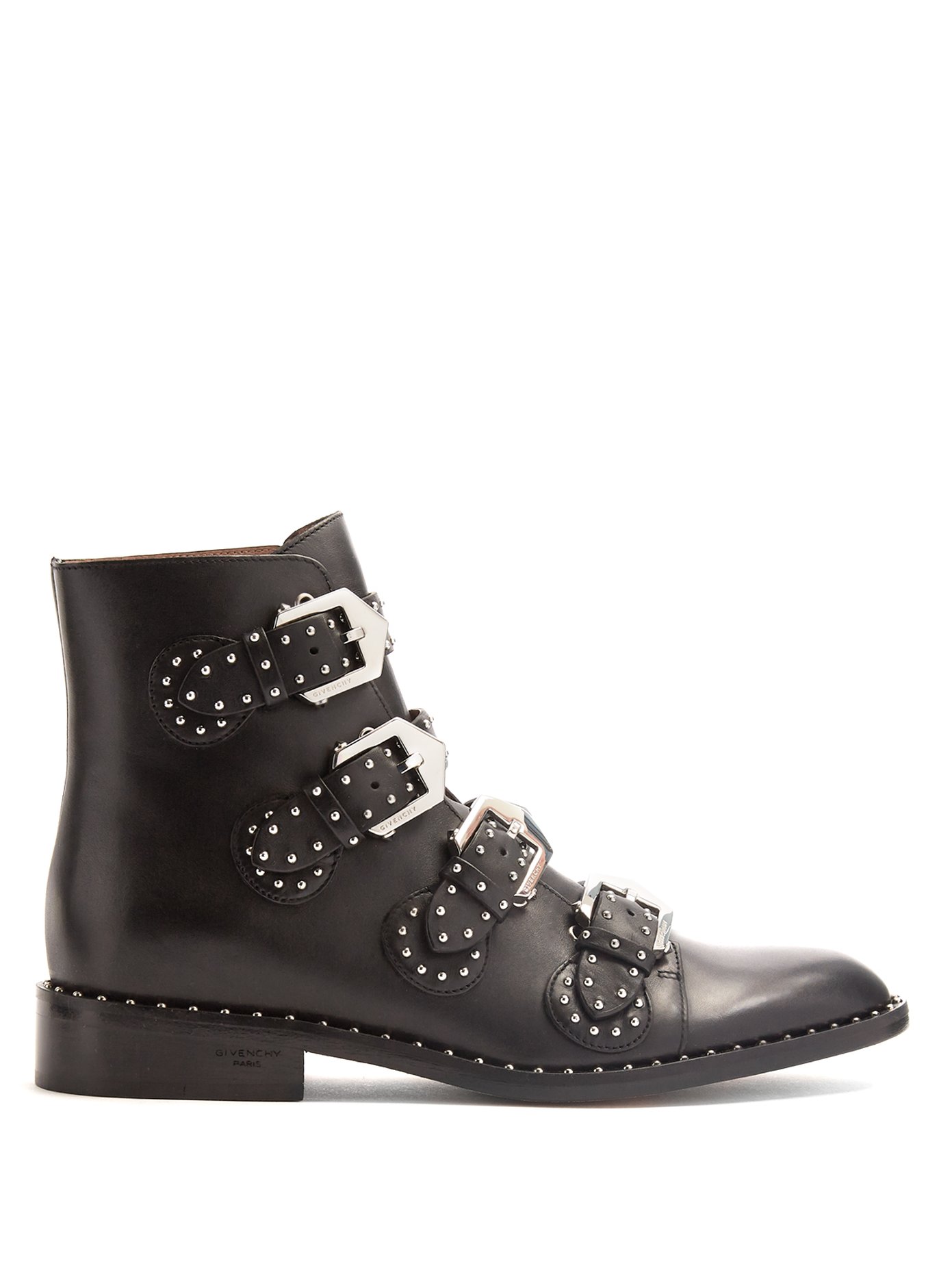 Elegant studded leather ankle boots 