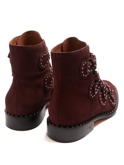 GIVENCHY Elegant Studded Suede Ankle Boots in Oxblood Red | ModeSens