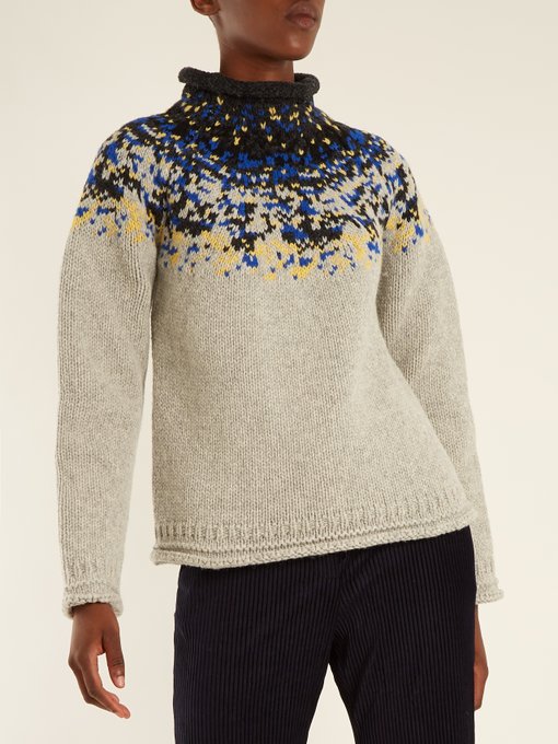 Sirus jacquard-yoke wool sweater展示图