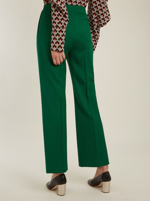 MARNI High-Rise Kick-Flare Stretch-Wool Trousers in Green | ModeSens