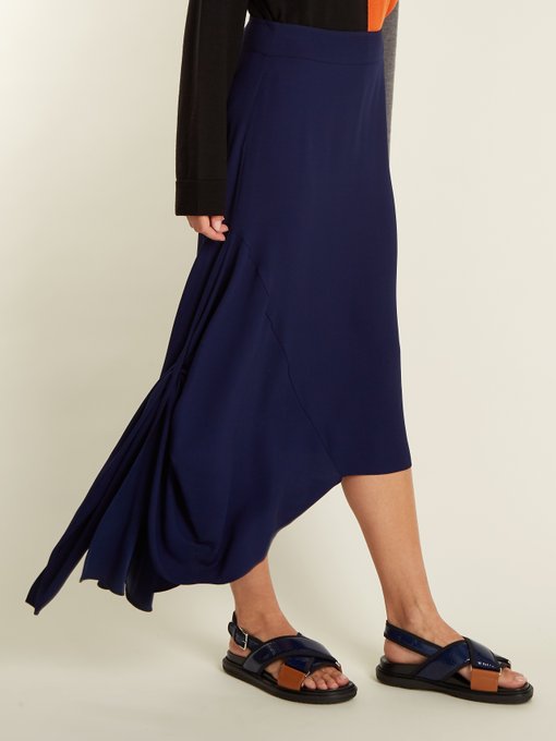 Asymmetric-hem crepe midi skirt | Marni | MATCHESFASHION.COM UK