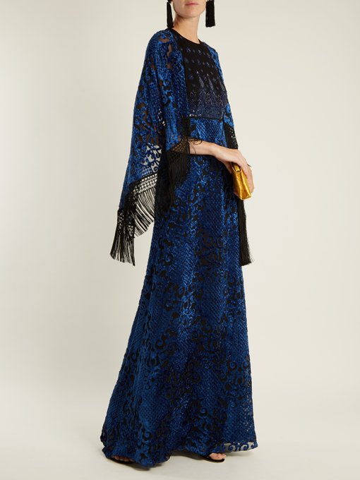 Embellished cape-sleeved velvet-devoré gown | Andrew Gn | MATCHESFASHION US