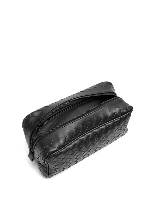 BOTTEGA VENETA Canvas And Intrecciato Leather Washbag in Black | ModeSens