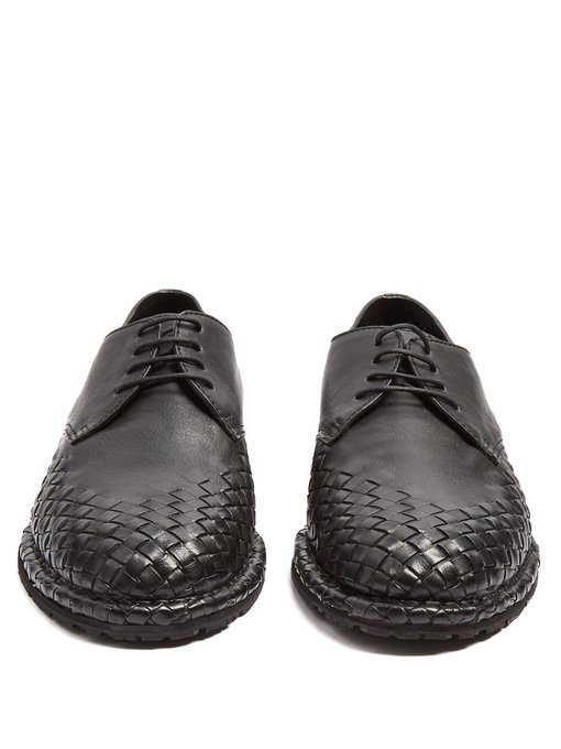 Intrecciato-trimmed leather derby shoes Intrecciato-trimmed leather derby shoes展示图