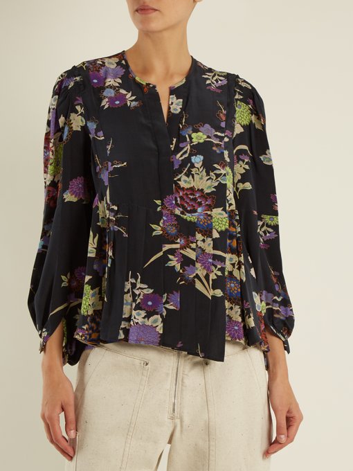 Ivia floral-print pleated silk blouse | Isabel Marant | MATCHESFASHION AU