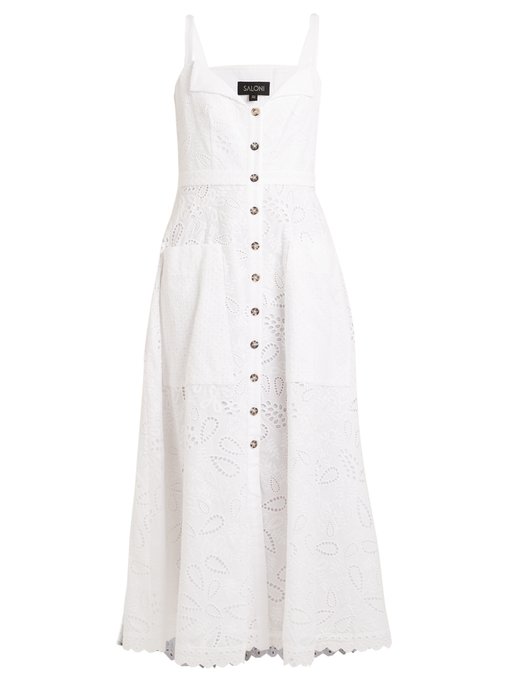 Fara broderie-anglaise cotton midi dress | Saloni | MATCHESFASHION UK