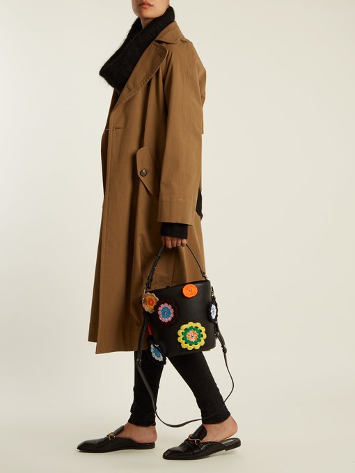 Bucket crochet-appliqué leather and canvas tote | JW Anderson ...