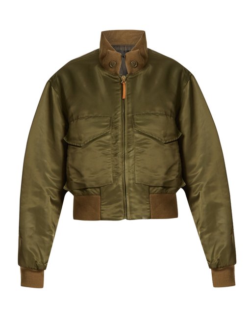 NILI LOTAN MCGUIRE SATIN-TWILL BOMBER JACKET, ARMY GREEN | ModeSens