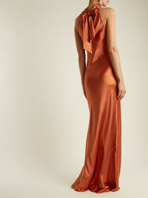 Halterneck Silk Satin Gown Galvan Matchesfashion Us 7580