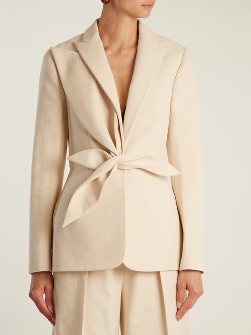 Single-breasted draped-appliqué cotton jacket | Delpozo ...