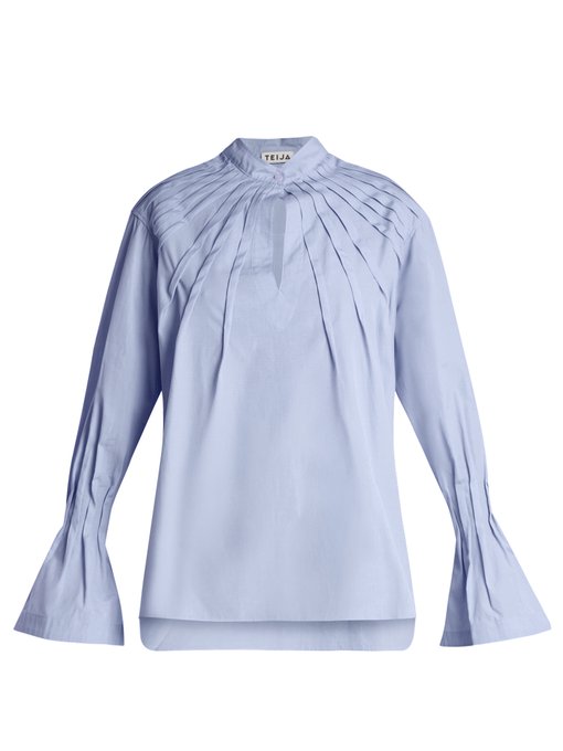 Pintucked bell-cuff cotton blouse | TEIJA | MATCHESFASHION UK