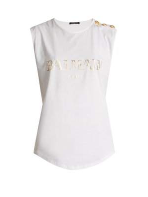 Logo-print cotton-jersey tank top | Balmain | MATCHESFASHION UK