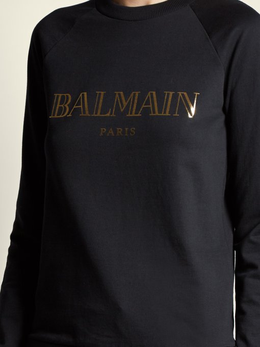Logo-print cotton-jersey sweatshirt | Balmain | MATCHESFASHION US