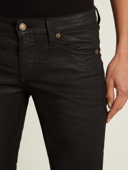 low rise coated jeans