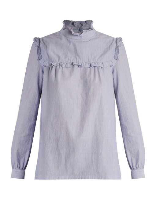 Thea high-neck ruffle-trimmed cotton blouse | A.P.C. | MATCHESFASHION UK