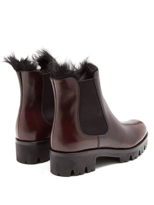 Fur-lined leather ankle boots | Prada 