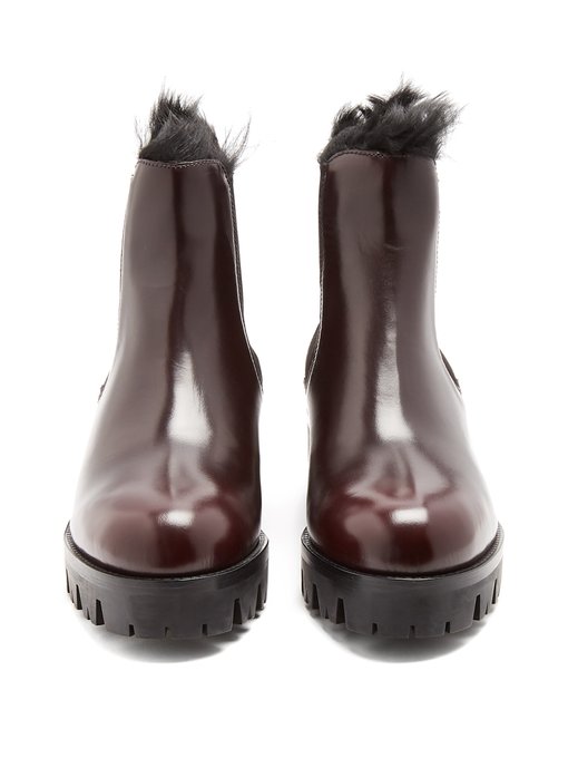 Fur-lined leather ankle boots | Prada 