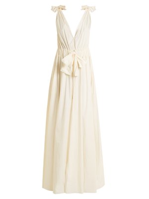 Deep V-neck sleeveless paper-taffeta gown | Maison Rabih Kayrouz ...