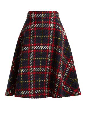 A-line tartan-knit wool skirt | Miu Miu | MATCHESFASHION US