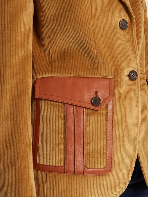 Leather-trimmed corduroy blazer | Prada | MATCHESFASHION US