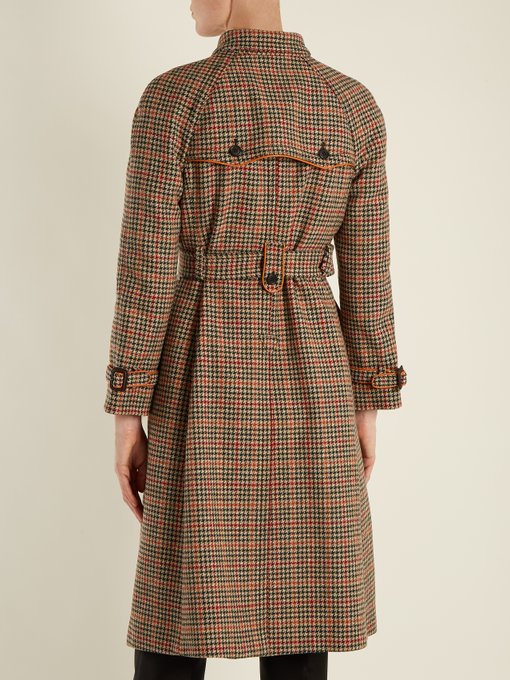 Leather-trimmed checked trench coat | Prada | MATCHESFASHION US