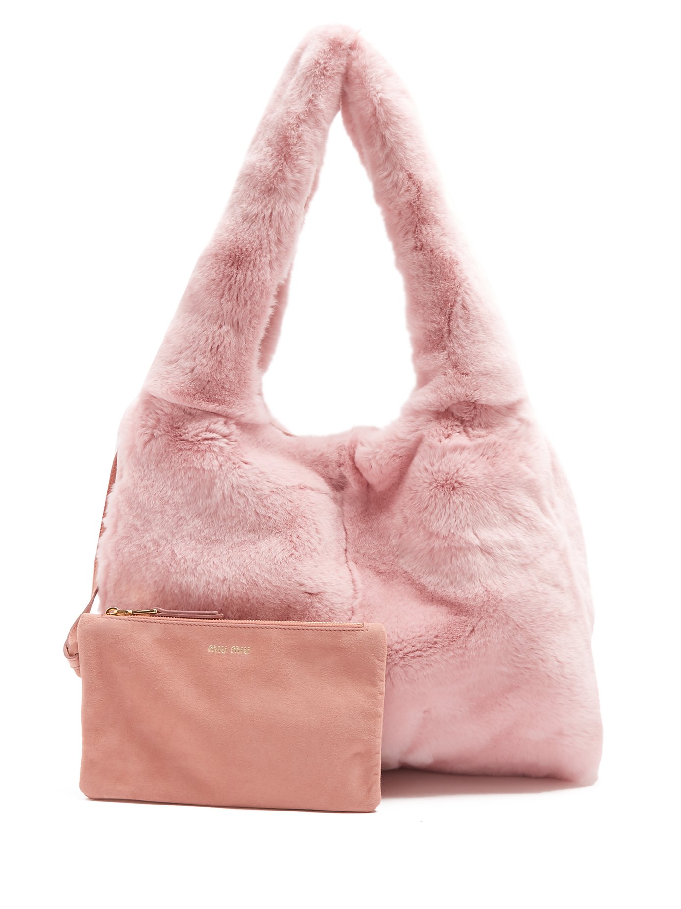 pink fur tote bag