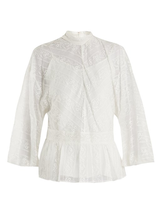 Peplum-hem floral-embroidered silk blouse | Muveil | MATCHESFASHION UK