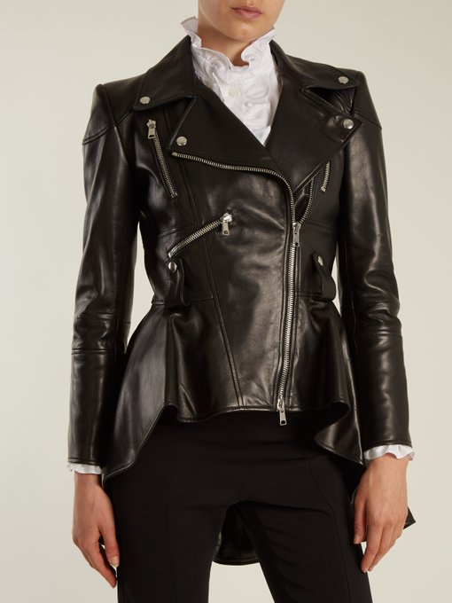 Waterfall-hem leather jacket | Alexander McQueen | MATCHESFASHION UK
