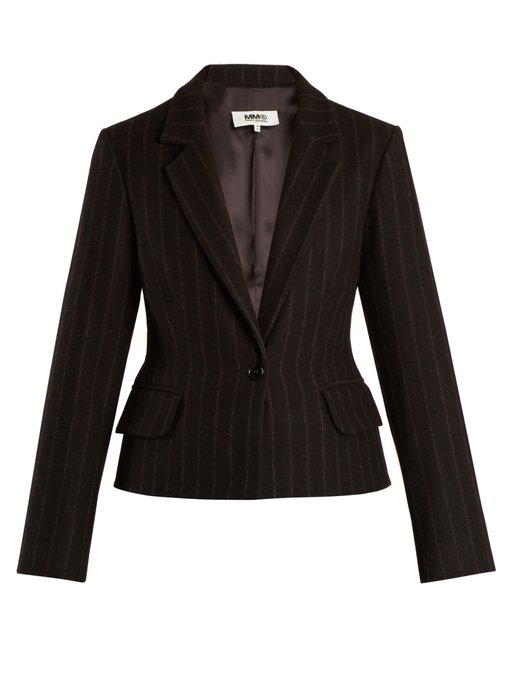 Detachable-hem striped wool-blend coat | MM6 Maison Margiela ...