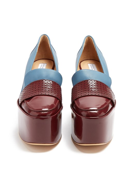 Cebalios two-tone leather flatform loafers展示图