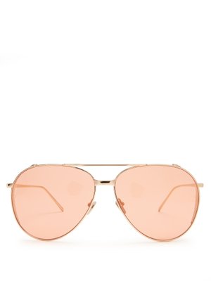 Rose-gold plated aviator sunglasses | Linda Farrow | MATCHESFASHION UK