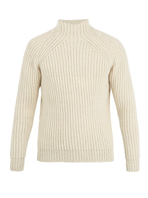 High-neck ribbed-knit wool sweater | De Bonne Facture | MATCHESFASHION ...