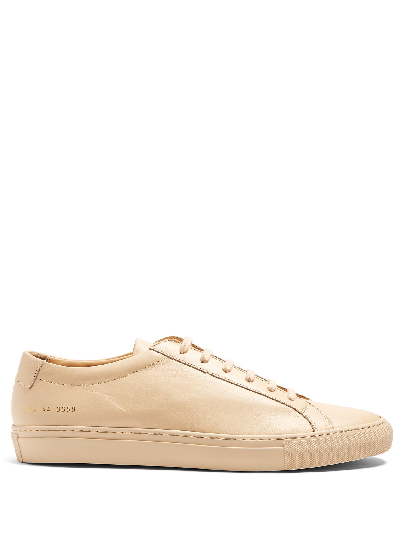 beige leather trainers