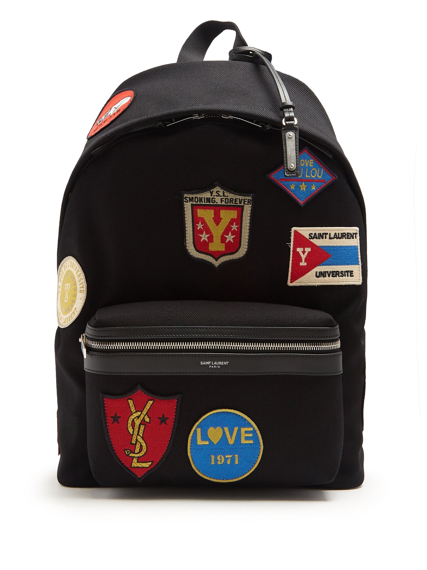 saint laurent patch backpack