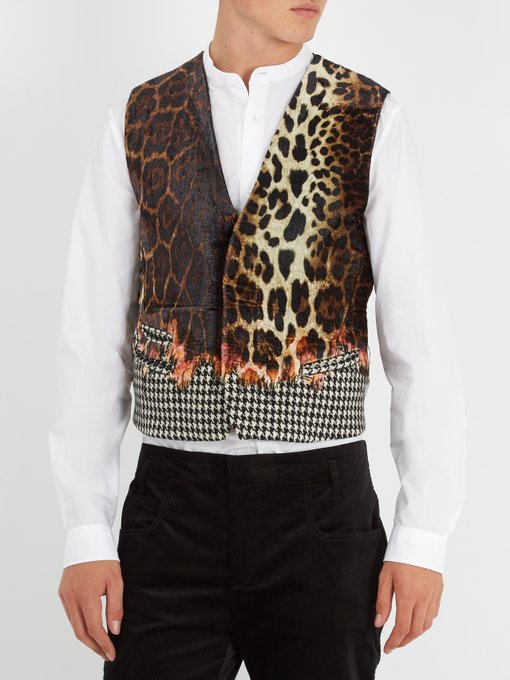 Leopard-print velvet waistcoat展示图